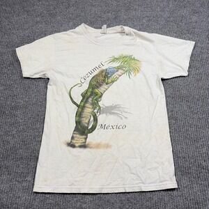 M&O Shirt Mens S Gold Cozumel Mexico Iguana Graphic White Vintage Style